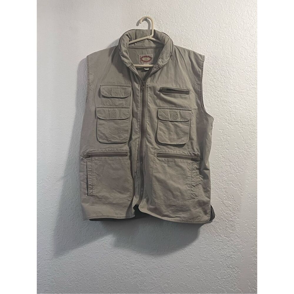 Vintage Banana Republic Vest‎ Men XL Beige Safari Khaki Photo Photographer